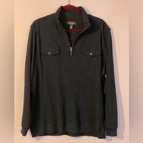 Tasso Elba Faux Suede Shirt Black Long Sleeves Sz Large NWOT Gorgeous - Picture 2 of 5